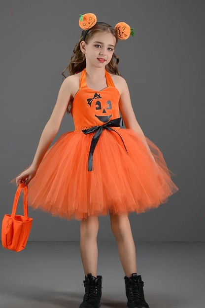 Pumpkin Witch Dress Kid Halloween