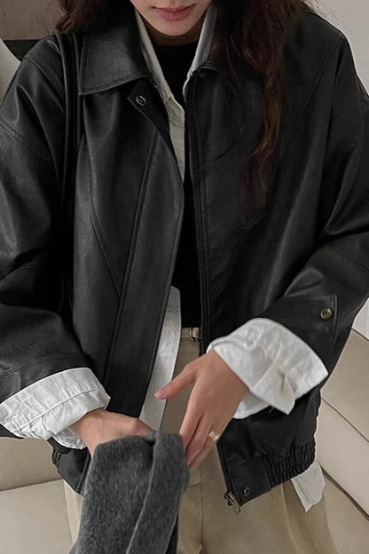 Retro Zipper PU Leather Motorcycle Jacket