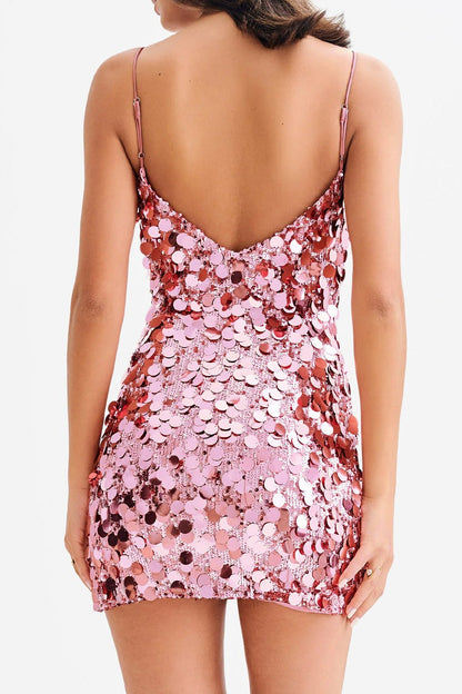 Sequin Spaghetti Strap Party Dress