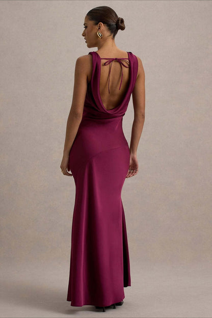 Satin Mermaid Low-Back Party Dress