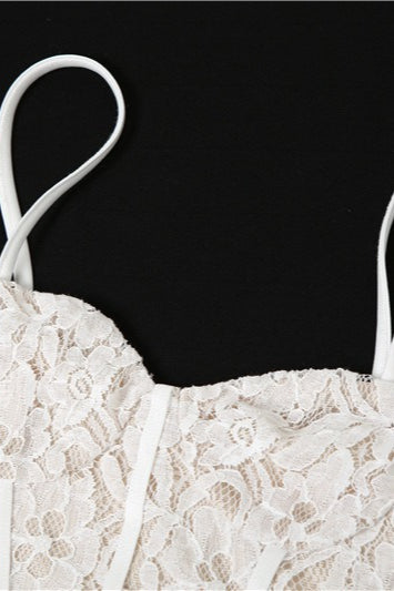 Lace Ruffle Slit Party Dress