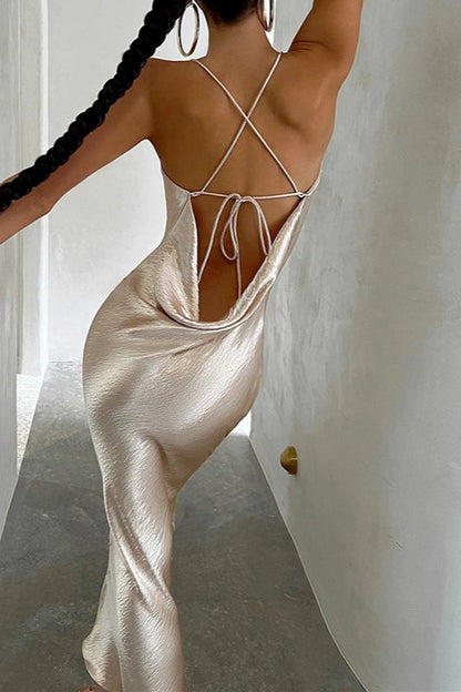 Draped Low Back Slip Dress