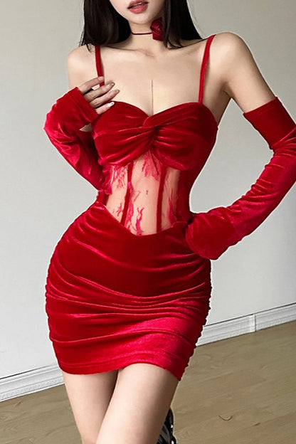 Sheer Lace Cutout Bodycon Lace Dress