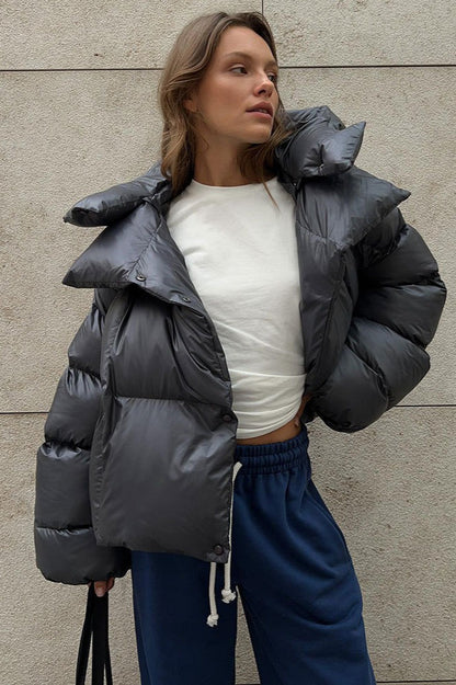 Hooded Cropped Puffer Coat
