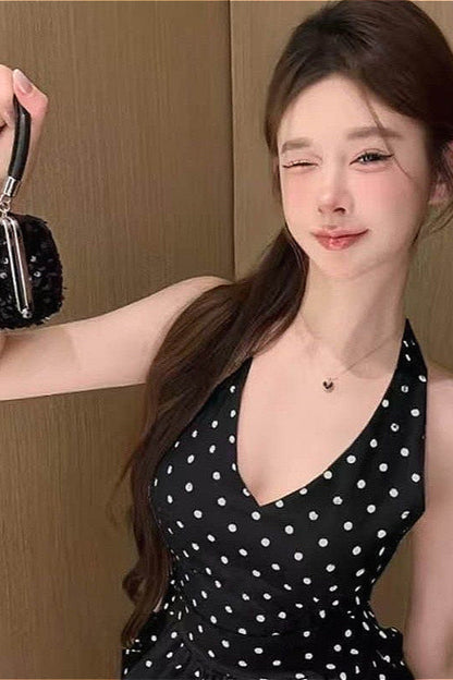 Bubble Hem Halter Crop Top