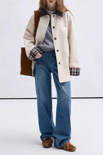 Cropped Contrast Color Coat