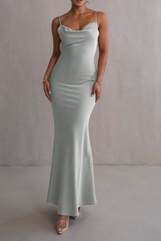 Satin Bodycon Backless Silk Dress