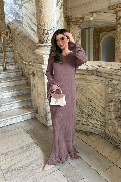 Ruffled Long Sleeve Bodycon Maxi Dress