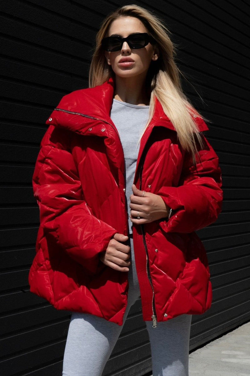Quilted Oversized Lapel Puffer Coat