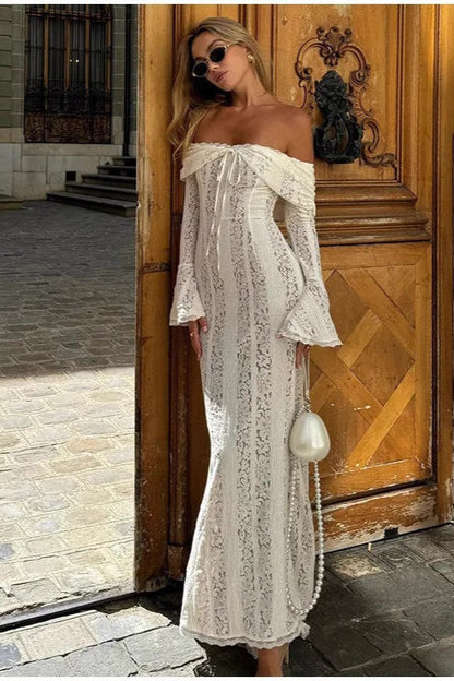 Sexy Slim Fit Off Shoulder Lace Dress