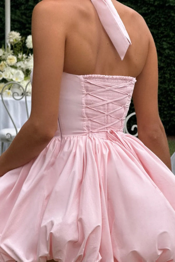 Elegant Halter Tie Bow Bodycon Cocktail Dress