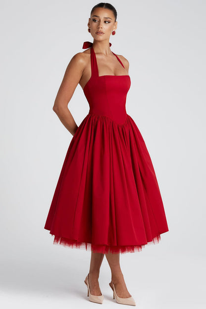 Tie-Waist Puff Party Dress