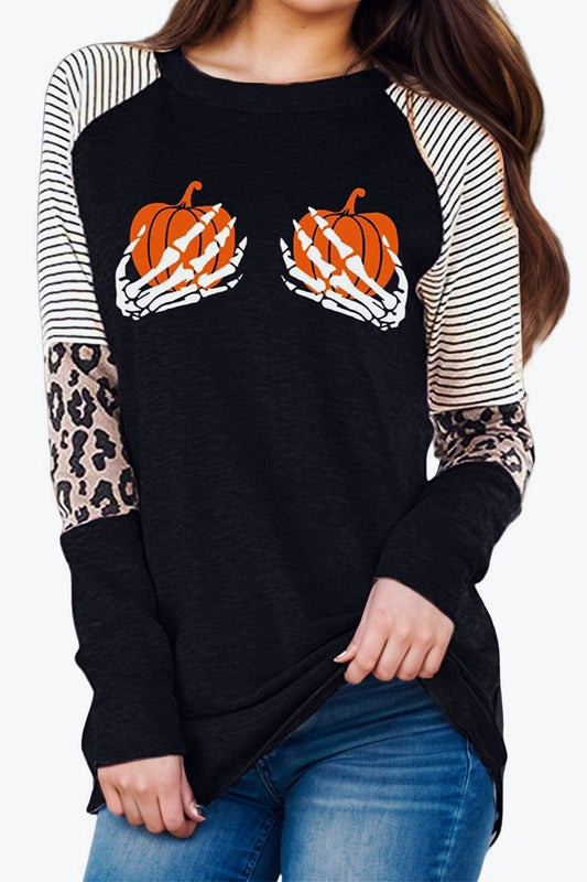 Halloween 3D Print Color Block Hoodie