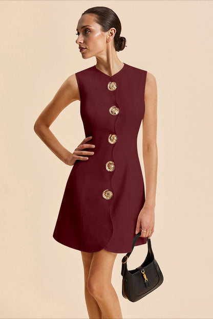 Sleeveless Button Front Mini Work Dress