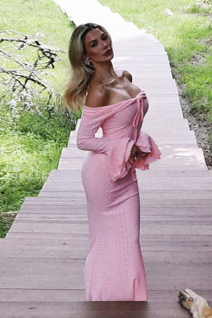Slim Fit Off Shoulder Maxi Dress