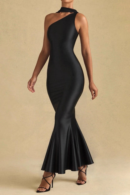 Sexy Halter Mermaid Satin Gown Silk Dress