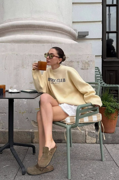 Crew Neck Letter Jacquard Sweater