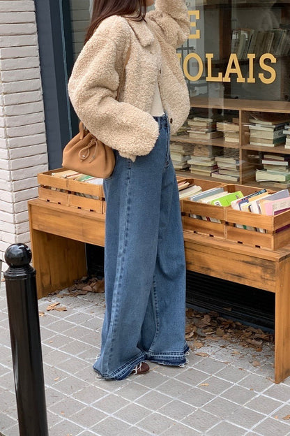 Thickened Lapel Cropped Coat