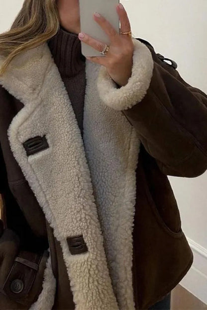 Faux Suede Shearling Lined Coat