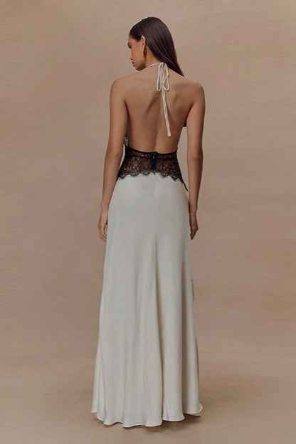 Sexy Lace V Neck Backless Cami Long Formal Dress