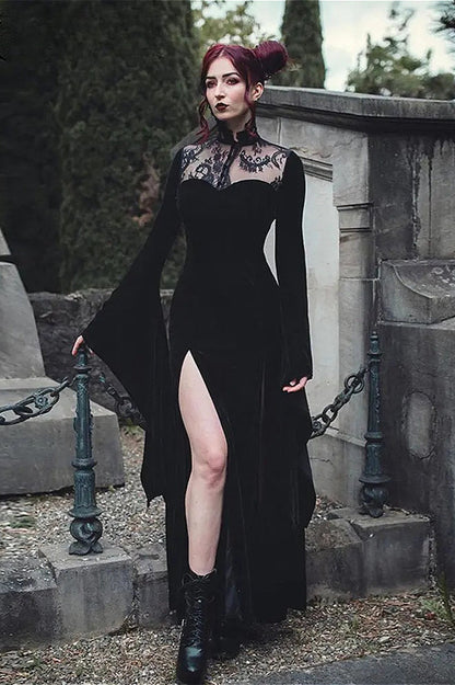 Velvet Lace Gothic Halloween Dress