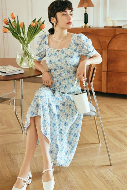 Printed Square Neck Floral Dress