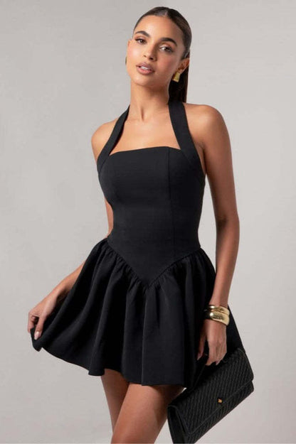 Low-Back Ruffle Mini Party Dress