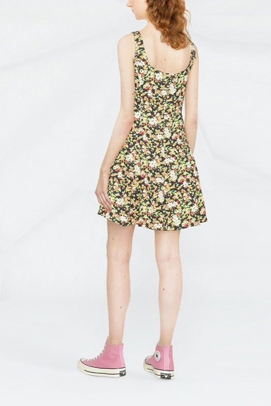 Elegant Floral Print Fitted Work Dress