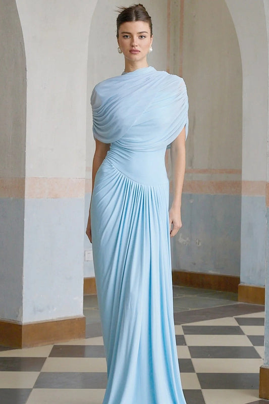 Sky Blue Sleeveless Formal Party Maxi Dress
