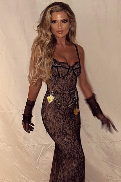 Elegant Lace Slip Party Dress