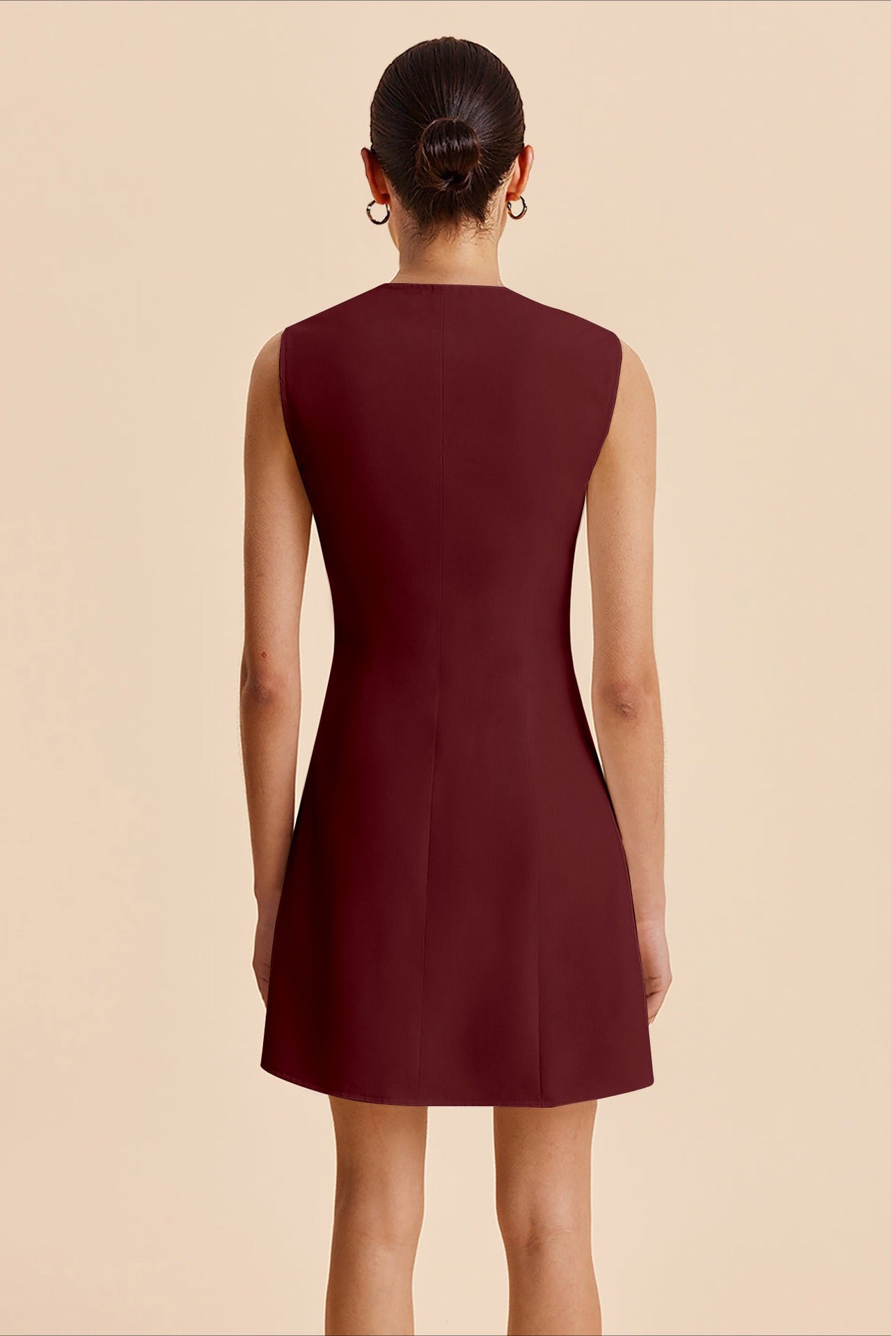 Sleeveless Button Front Mini Work Dress