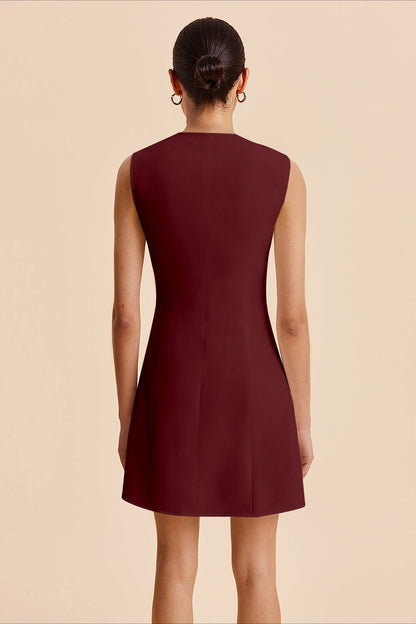 Sleeveless Button Front Mini Work Dress