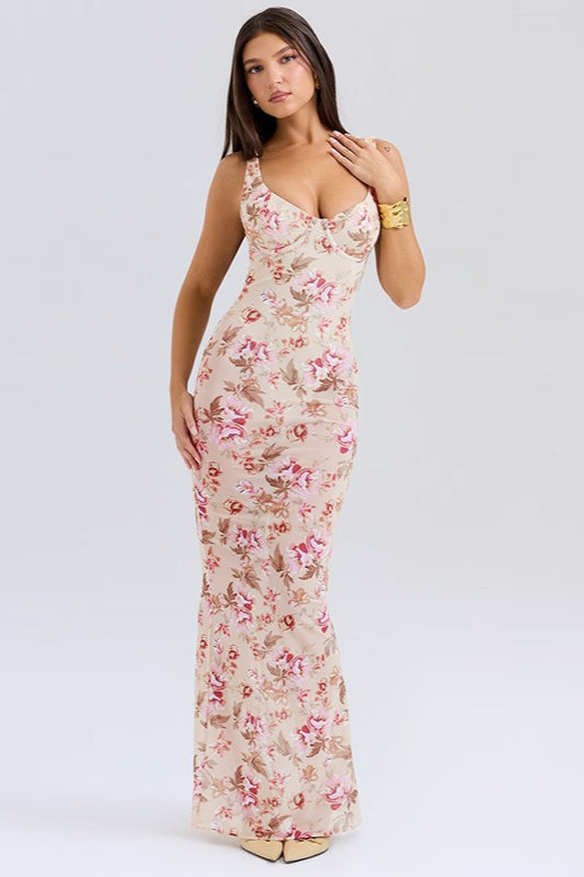Floral Sweetheart Maxi Party Dress
