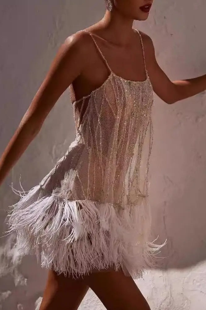 Elegant Fringed Slip Mini Dress