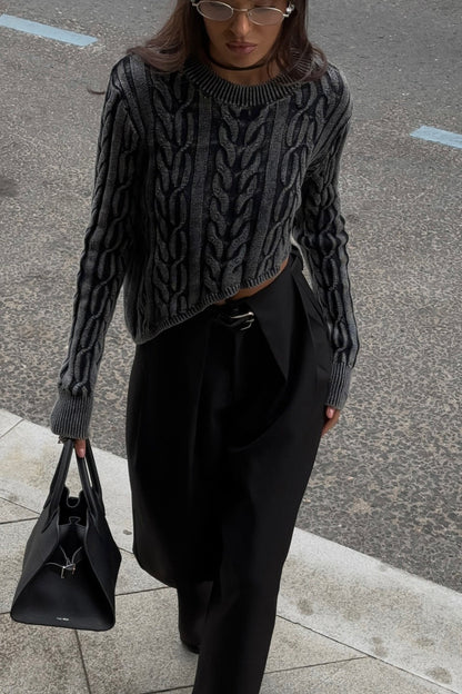 Slim Fit Cropped Knit Sweater