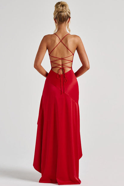 Asymmetric Spaghetti Strap Party Dress