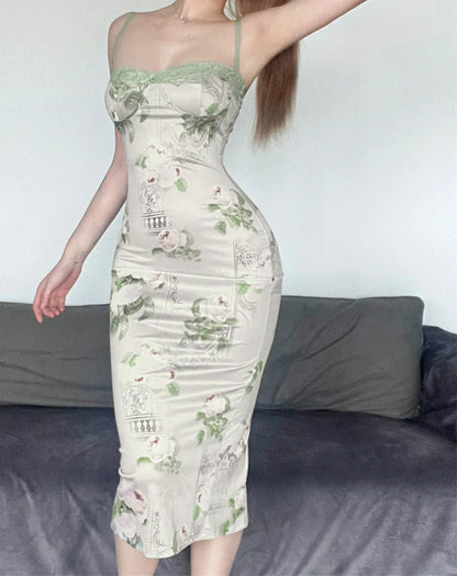 Retro Suspender Queen Floral Dress