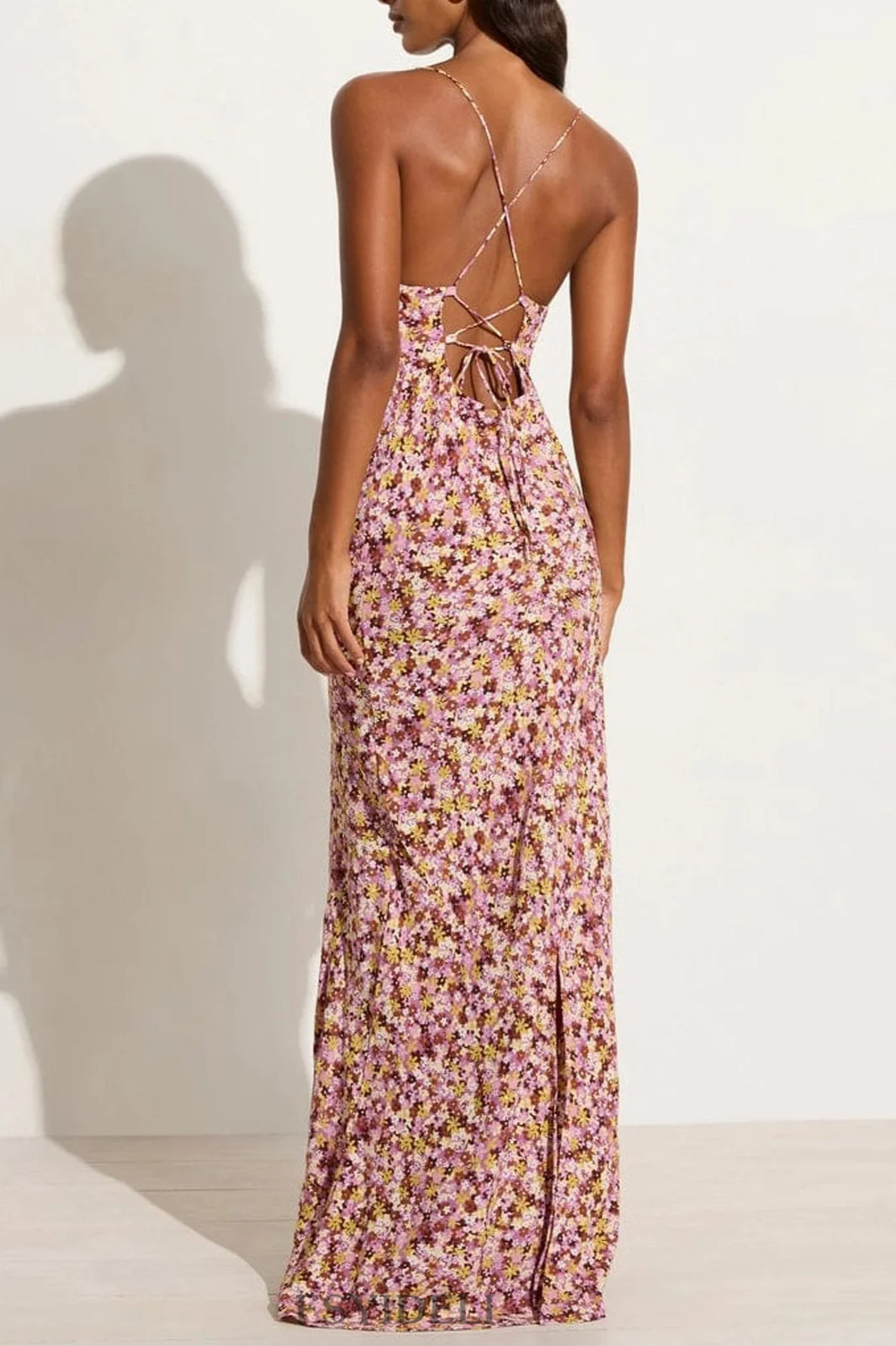 Printed Square Neck Sleeveless Floral Dress