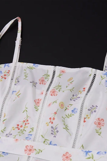 Pleated Spaghetti Strap Floral Dress