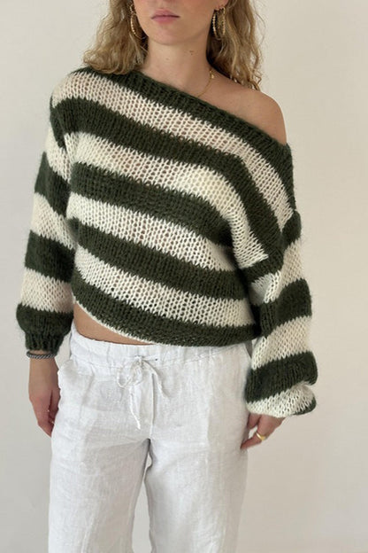 Striped Crewneck Knit Sweater