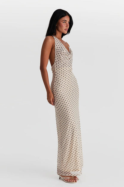 Polka Dot Halter Slip Dress
