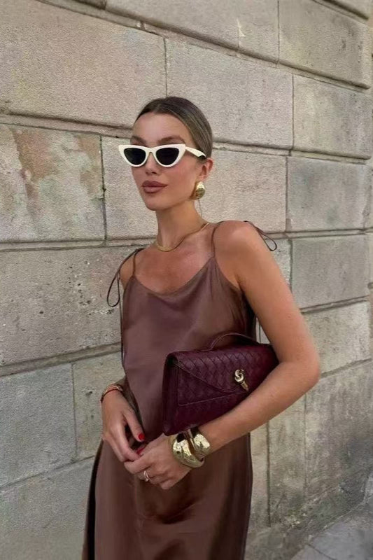 Satin Cami Backless Silk Dress