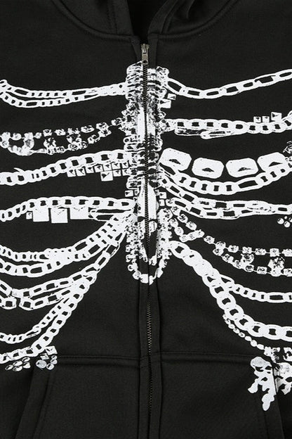 Street Style Chain Skeleton Hoodie