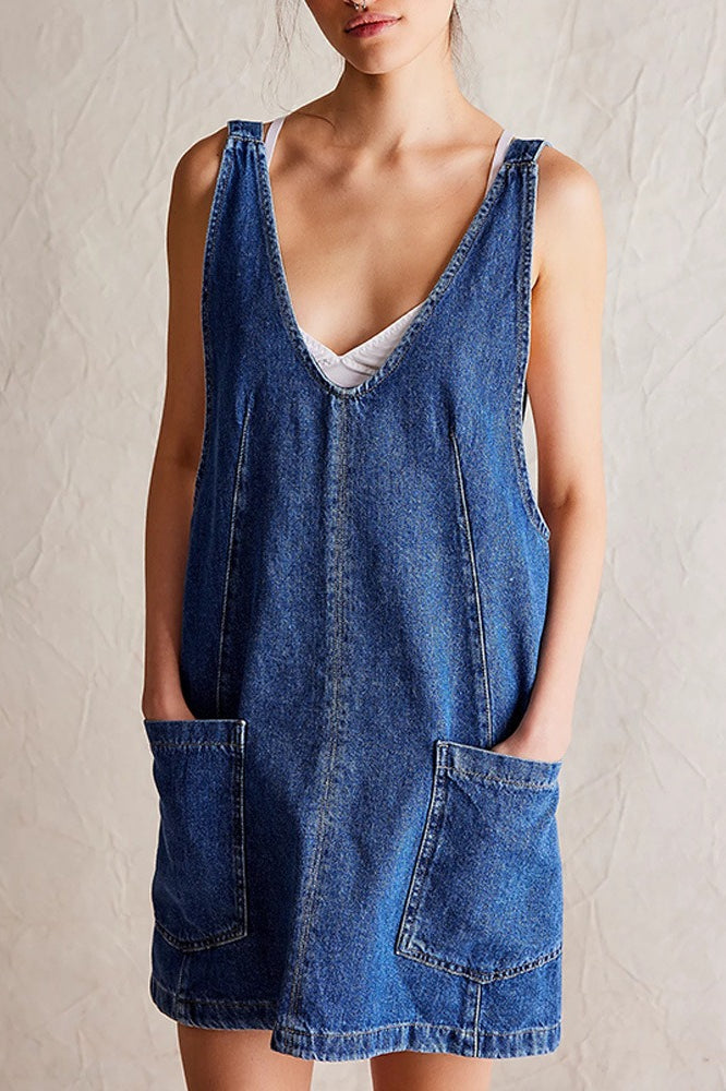 Mini Suspender Denim Dress
