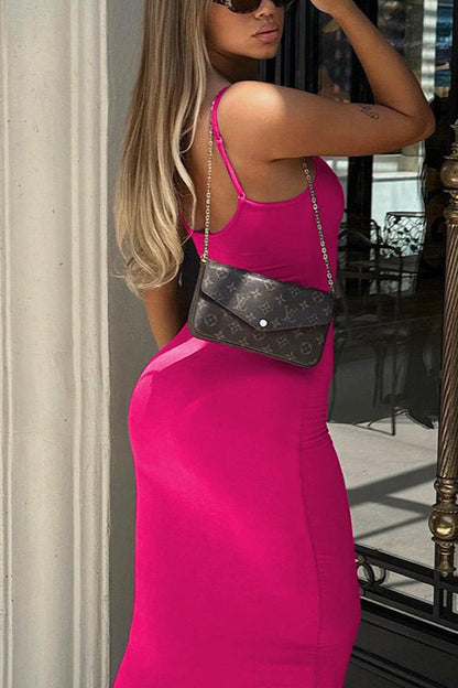 Backless Spaghetti Strap Bodycon Maxi Dress