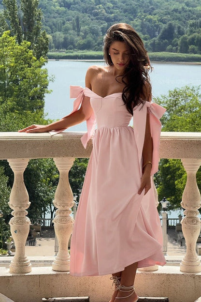 Off-Shoulder Tie-Front Maxi Party Dress