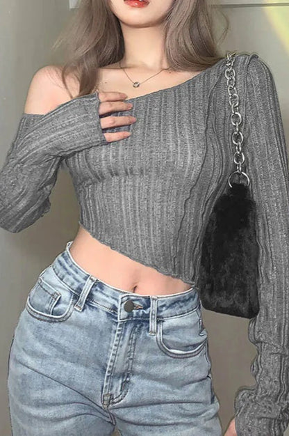Solid Color Beveled Crop Top