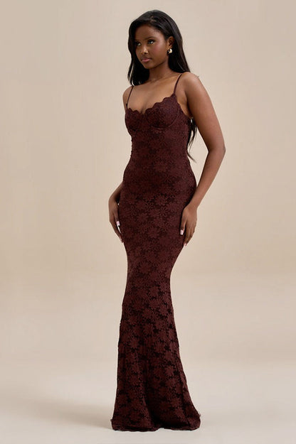 Backless Bodycon Maxi Lace Dress