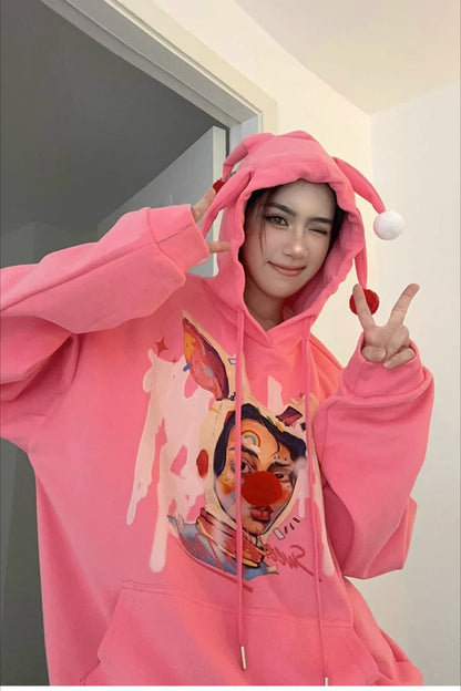 Fun Graphic Clown Print Hoodie