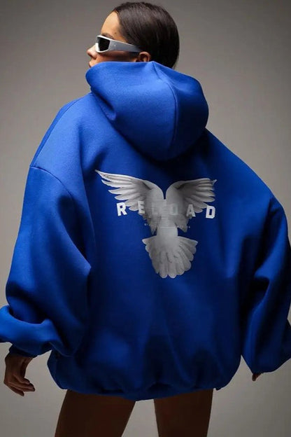 Oversized Hooded Sweatshirt with Back Print Hoodie